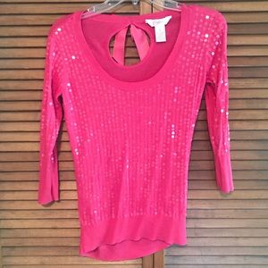 Pink Candie’s Quarter-Sleeve Sequined Top